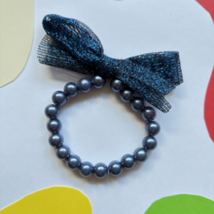 Armband blauwe glitter strik
